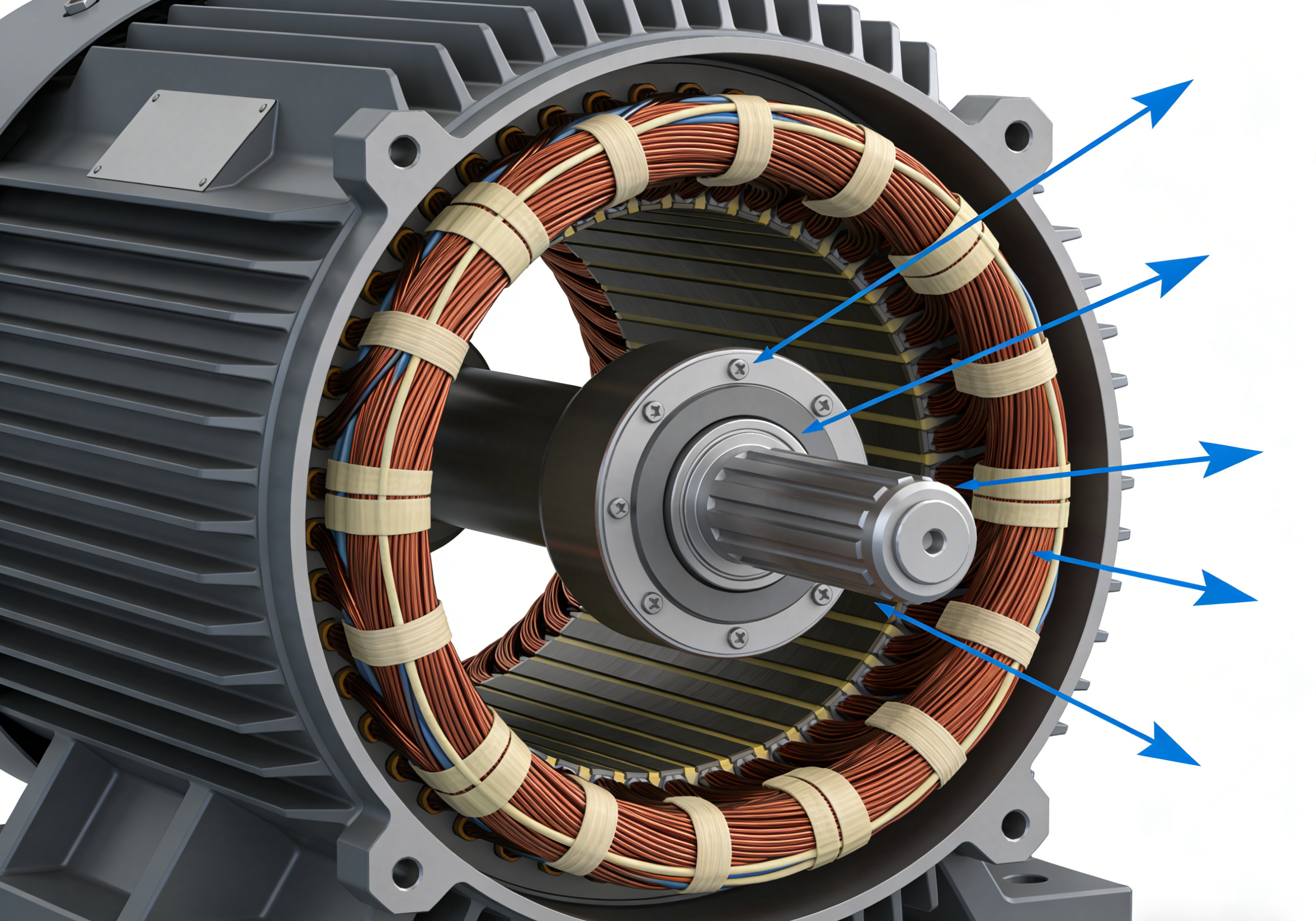 Basic diagram showing the internal structure of single-phase and three-phase AC motors.