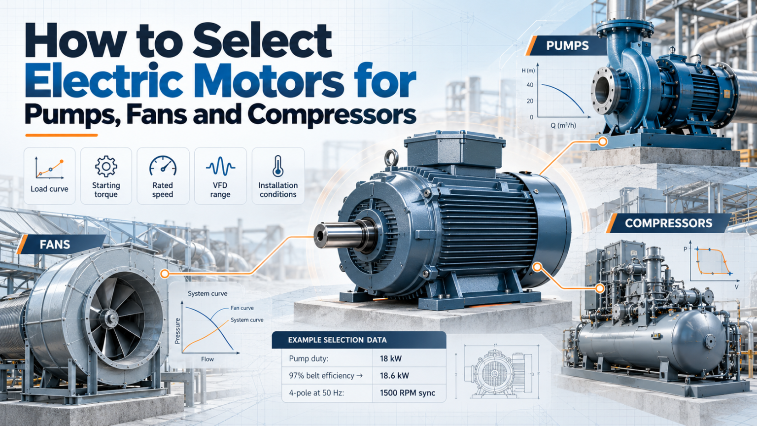 How to Select Motors for Pumps, Fans and Compressors