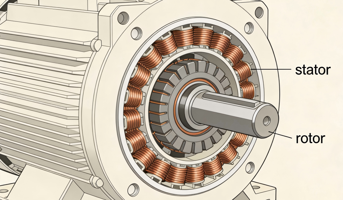 electric motor structure diagram showing stator and rotor