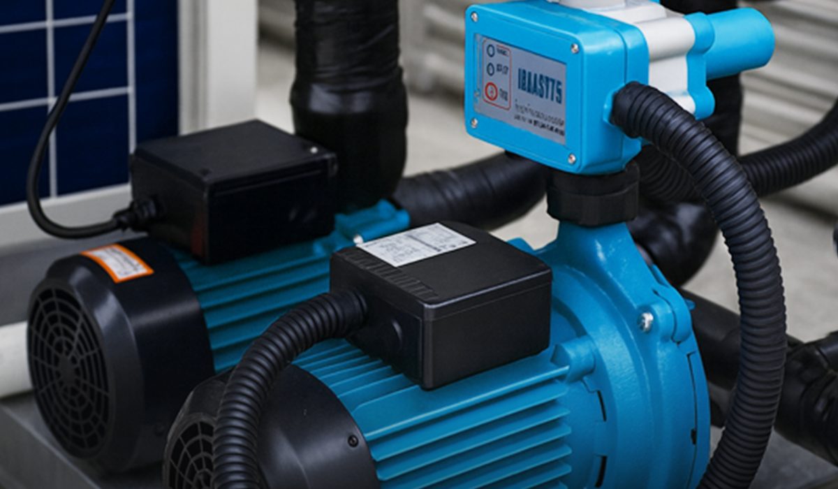 Motor eléctrico trifásico instalado en sistema de bomba de agua - DAYOU TECH