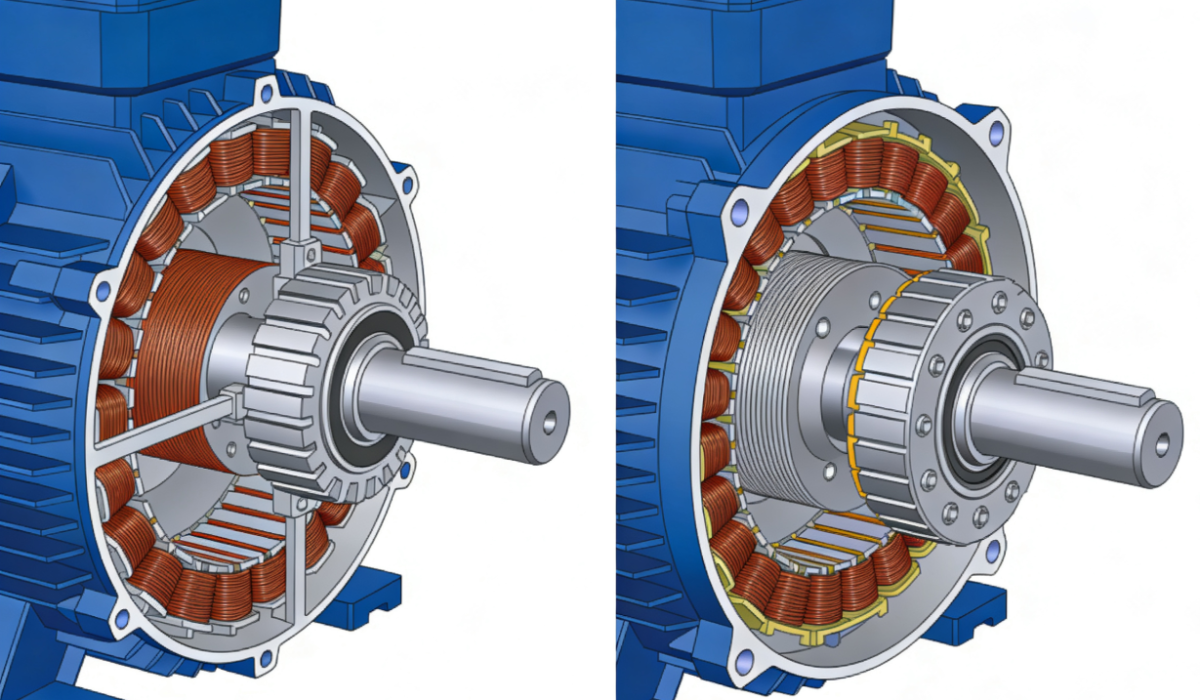 AC vs DC motor structure comparison diagram showing rotor, stator, commutator and winding differences – Dayou Motor