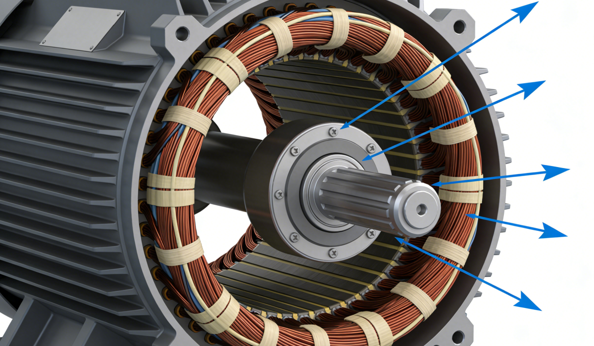 Basic diagram showing the internal structure of single-phase and three-phase AC motors.
