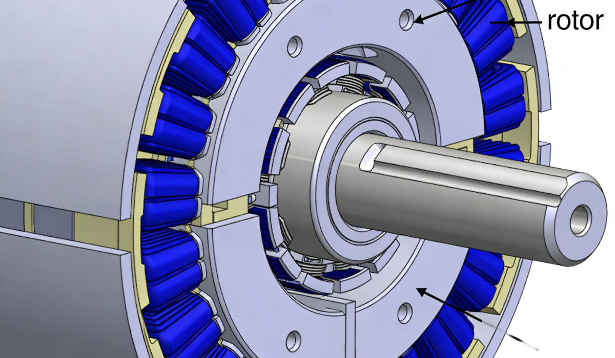 induction motor structure diagram showing stator rotor and air gap